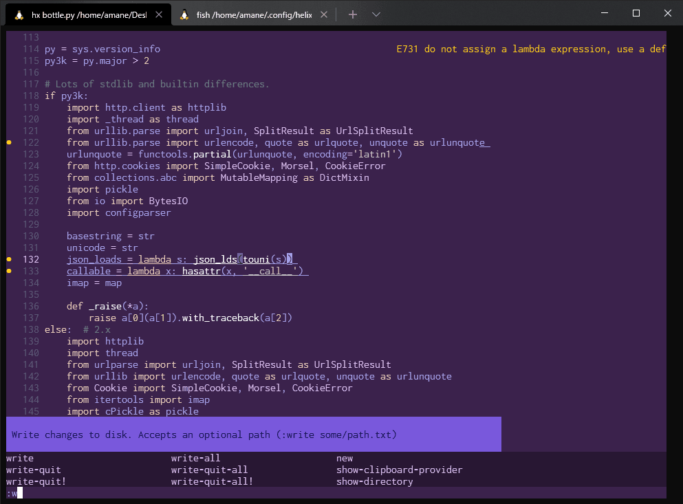 helixでbottle.pyを開いてみたところ helixでbottle.pyを開いてみたところ